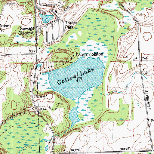Topographic Map of Cotton Lake, MI