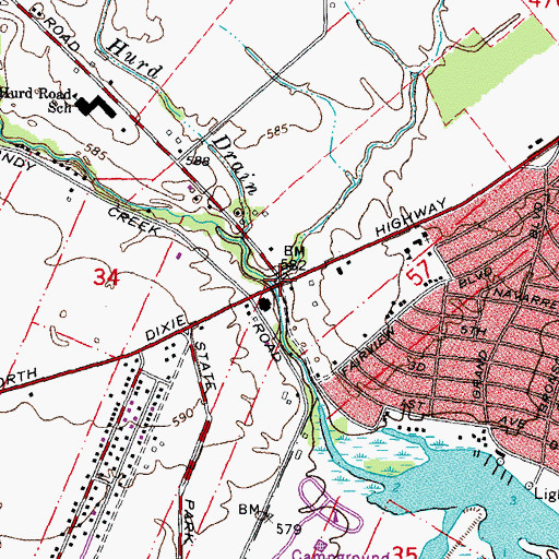 Topographic Map of Cottonwood Creek, MI
