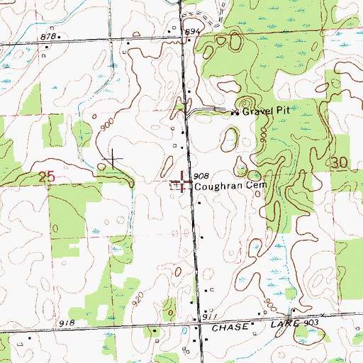 Topographic Map of Coughran Cemetery, MI