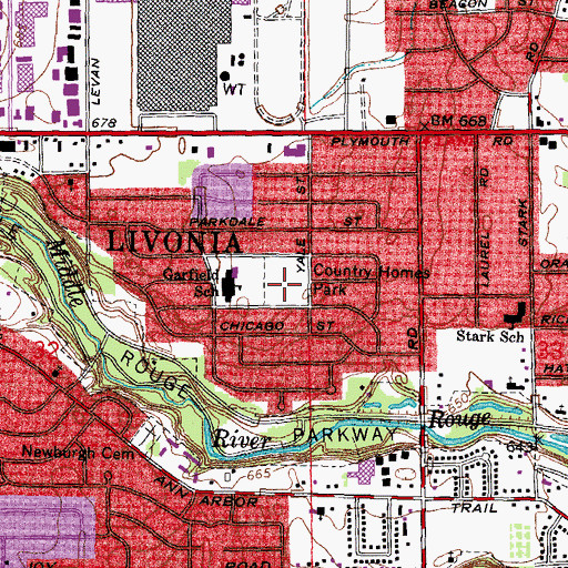Topographic Map of Country Homes Park, MI