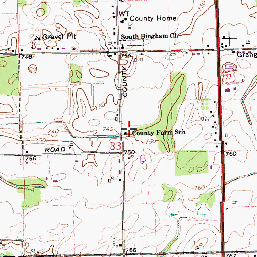 Topographic Map of County Farm School, MI
