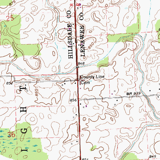 Topographic Map of County Line Cemetery, MI