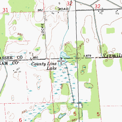 Topographic Map of County Line Lake, MI