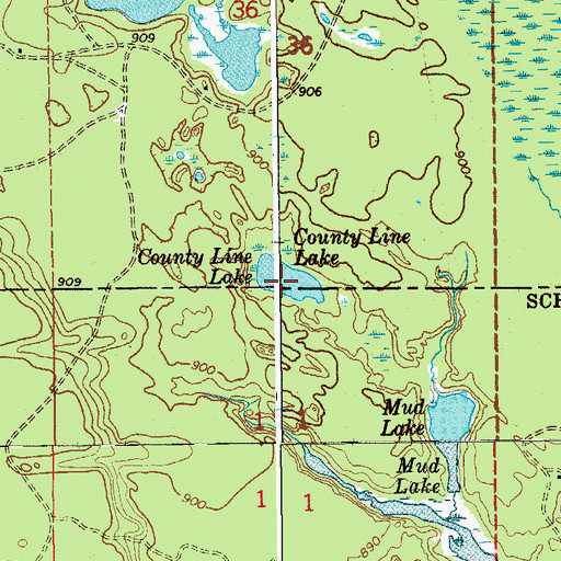 Topographic Map of County Line Lake, MI