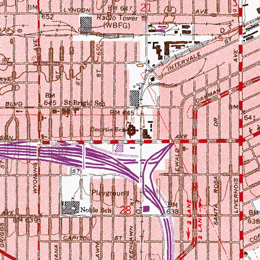 Topographic Map of Courtis School, MI