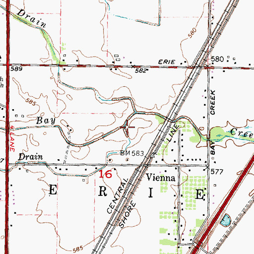 Topographic Map of Cousino Drain, MI