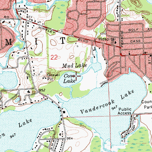 Topographic Map of Cove Lake, MI