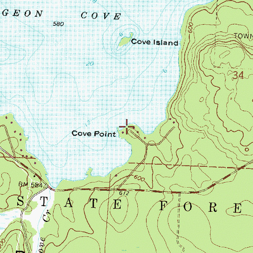 Topographic Map of Cove Point, MI