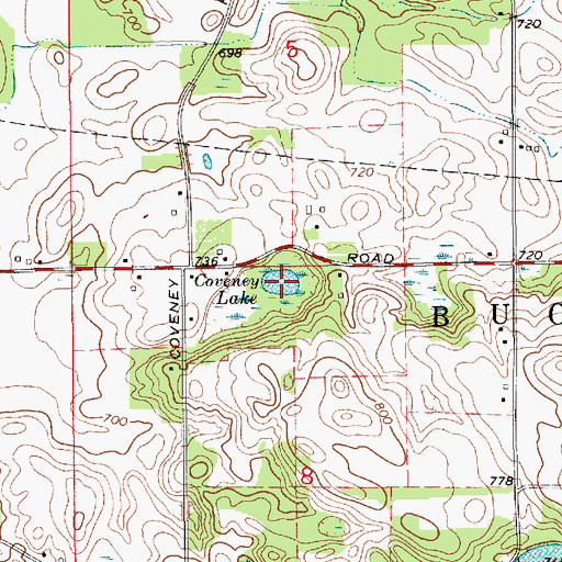 Topographic Map of Coveney Lake, MI