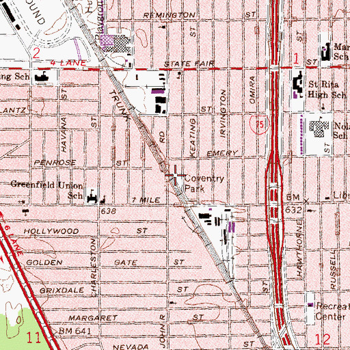 Topographic Map of Coventry Park, MI