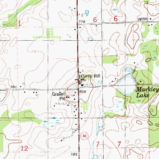 Topographic Map of Covey Hill Church, MI