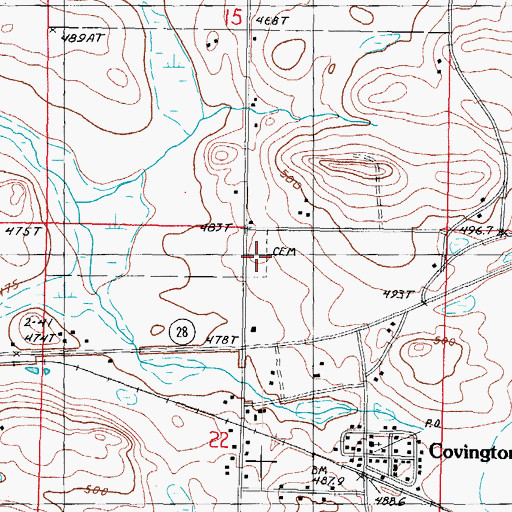 Topographic Map of Covington Cemetery, MI