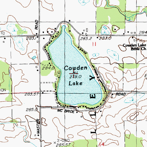 Topographic Map of Cowden Lake, MI