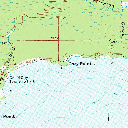 Topographic Map of Cozy Point, MI