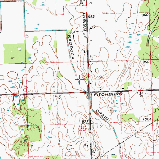 Topographic Map of Craddock Drain, MI