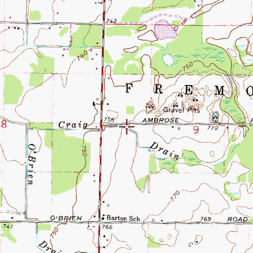 Topographic Map of Craig Drain, MI