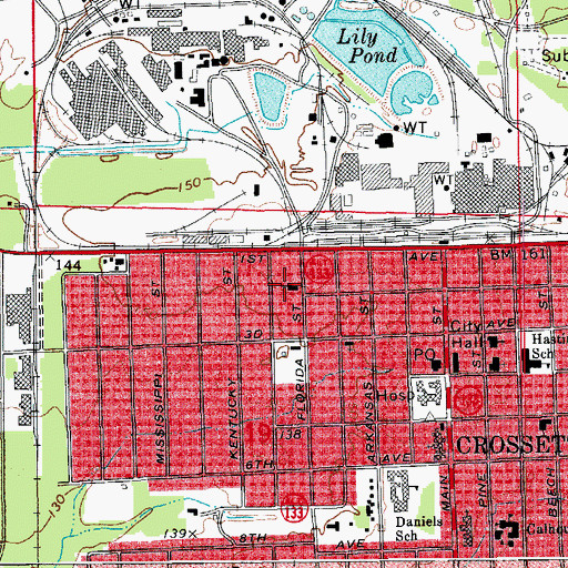 Topographic Map of First Baptist Church, AR