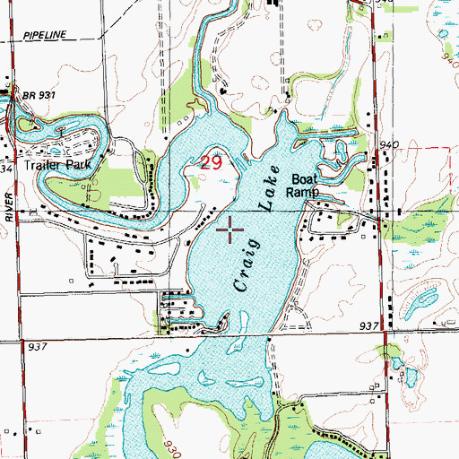 Topographic Map of Craig Lake, MI