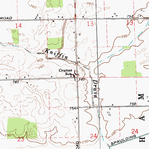 Topographic Map of Cramer School, MI