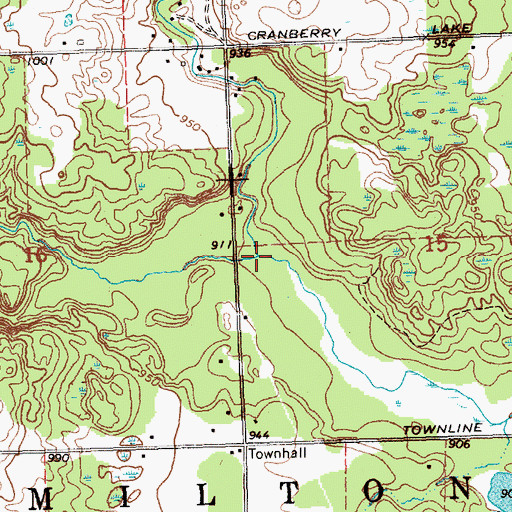 Topographic Map of Cranberry Creek, MI