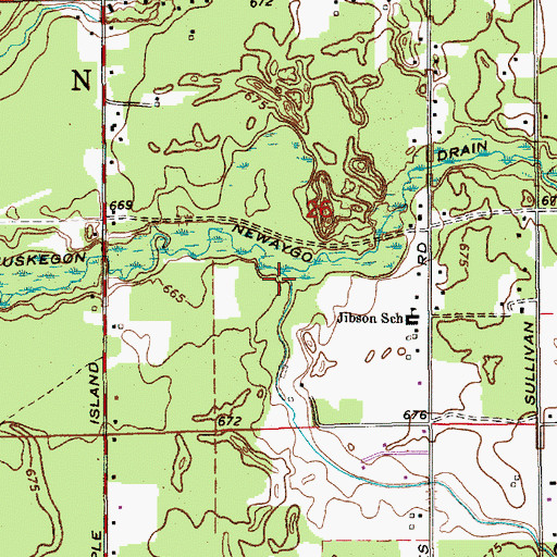 Topographic Map of Cranberry Creek, MI