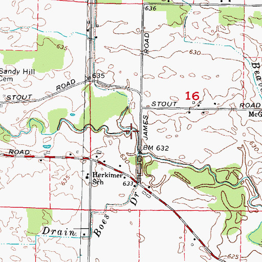 Topographic Map of Cranberry Drain, MI