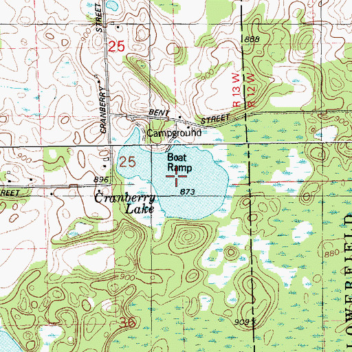 Topographic Map of Cranberry Lake, MI