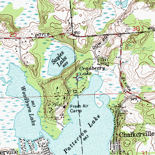 Topographic Map of Cranberry Lake, MI