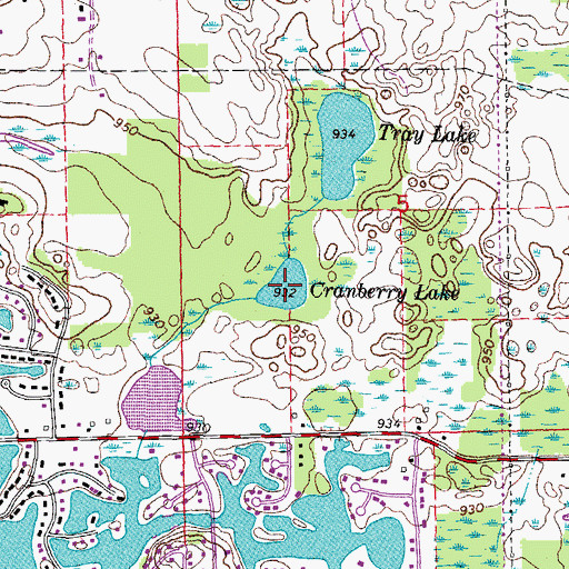 Topographic Map of Cranberry Lake, MI