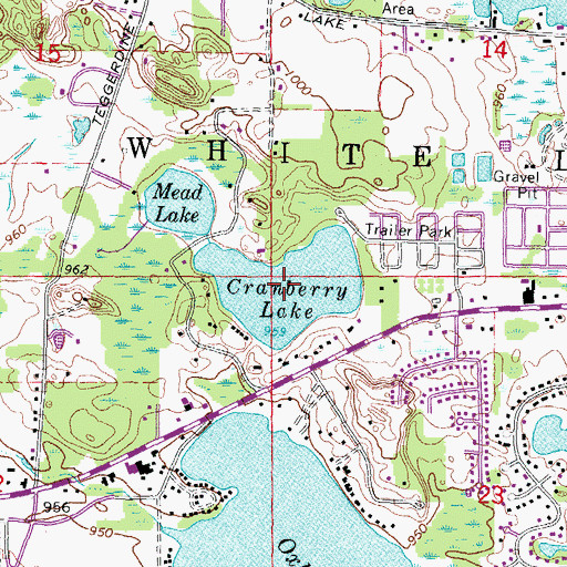 Topographic Map of Cranberry Lake, MI