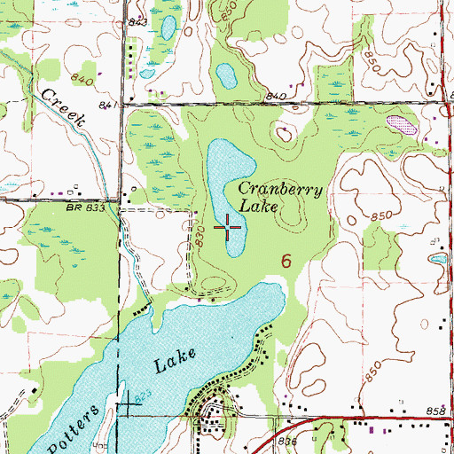 Topographic Map of Cranberry Lake, MI