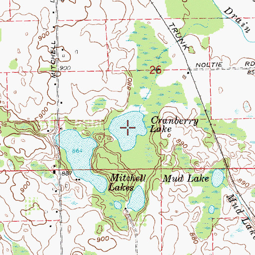 Topographic Map of Cranberry Lake, MI