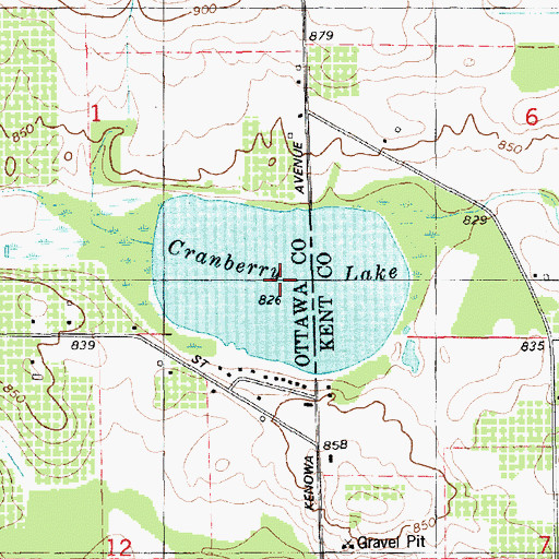 Topographic Map of Cranberry Lake, MI
