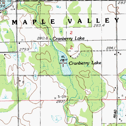 Topographic Map of Cranberry Lake, MI