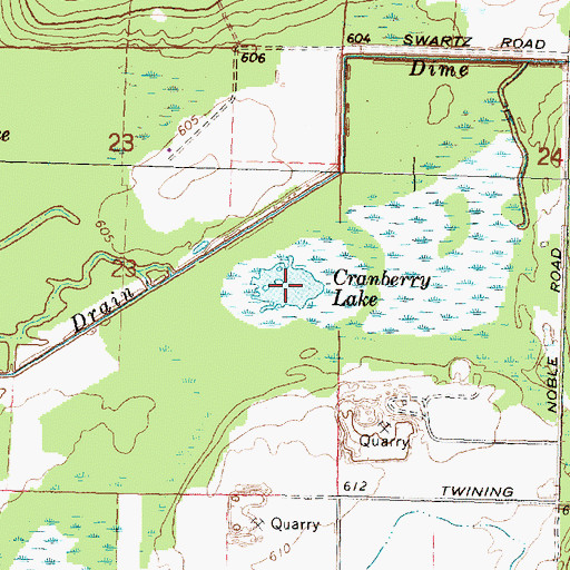 Topographic Map of Cranberry Lake, MI