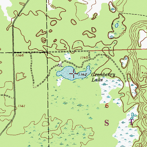 Topographic Map of Cranberry Lake, MI
