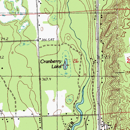 Topographic Map of Cranberry Lake, MI