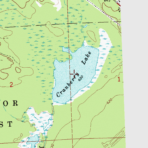 Topographic Map of Cranberry Lake, MI