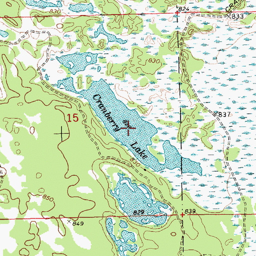 Topographic Map of Cranberry Lake, MI