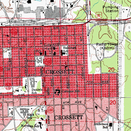 Topographic Map of Beech Street Missionary Baptist Church, AR