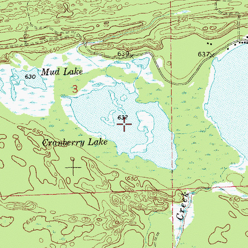 Topographic Map of Cranberry Lake, MI