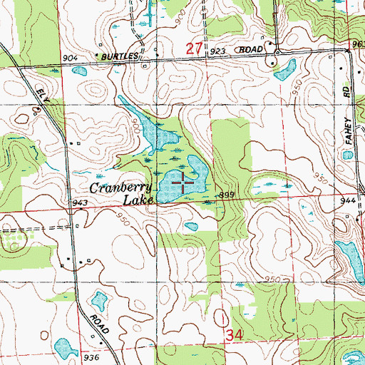 Topographic Map of Cranberry Lake, MI