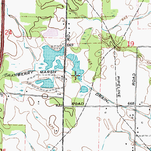 Topographic Map of Cranberry Marsh Drain, MI