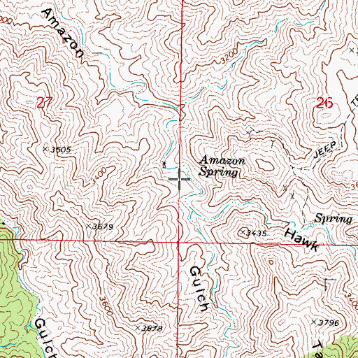 Topographic Map of Amazon Spring, AZ