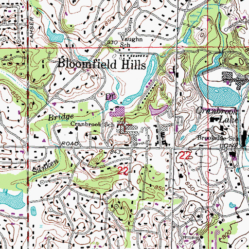 Topographic Map of Cranbrook School, MI