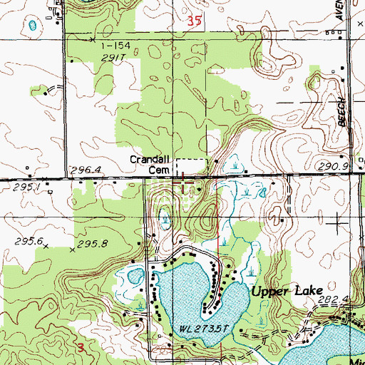 Topographic Map of Crandall Cemetery, MI