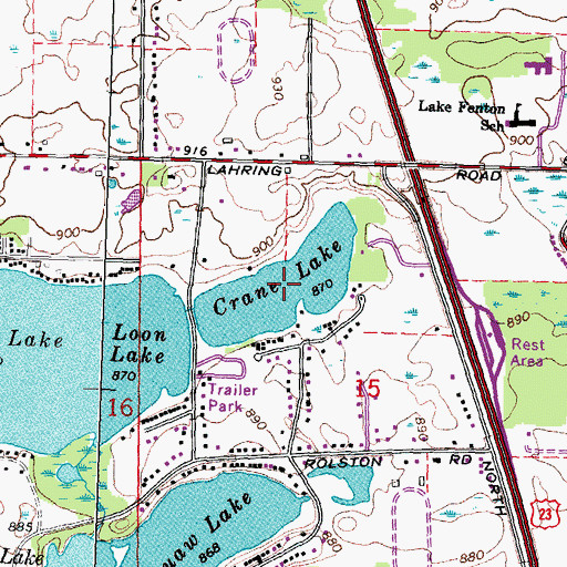 Topographic Map of Crane Lake, MI