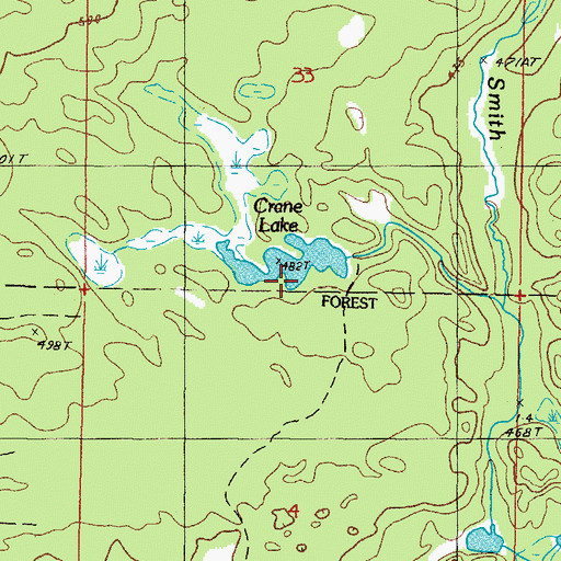 Topographic Map of Crane Lake, MI