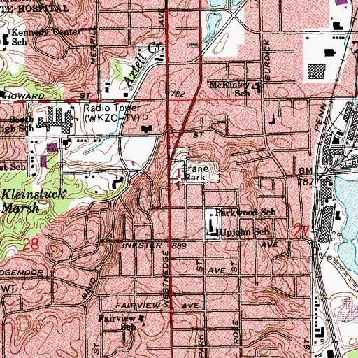 Topographic Map of Crane Park, MI