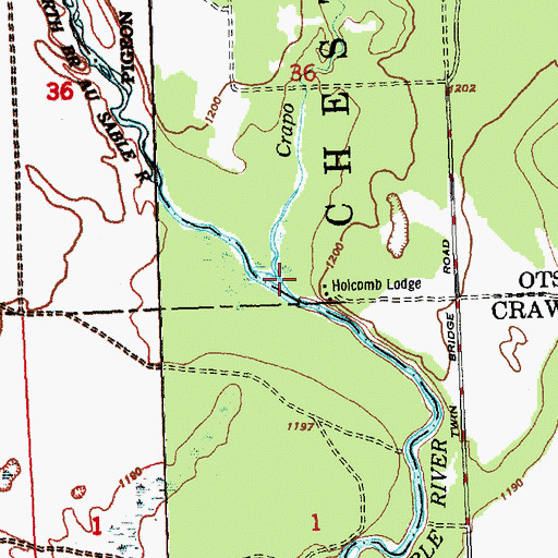 Topographic Map of Crapo Creek, MI